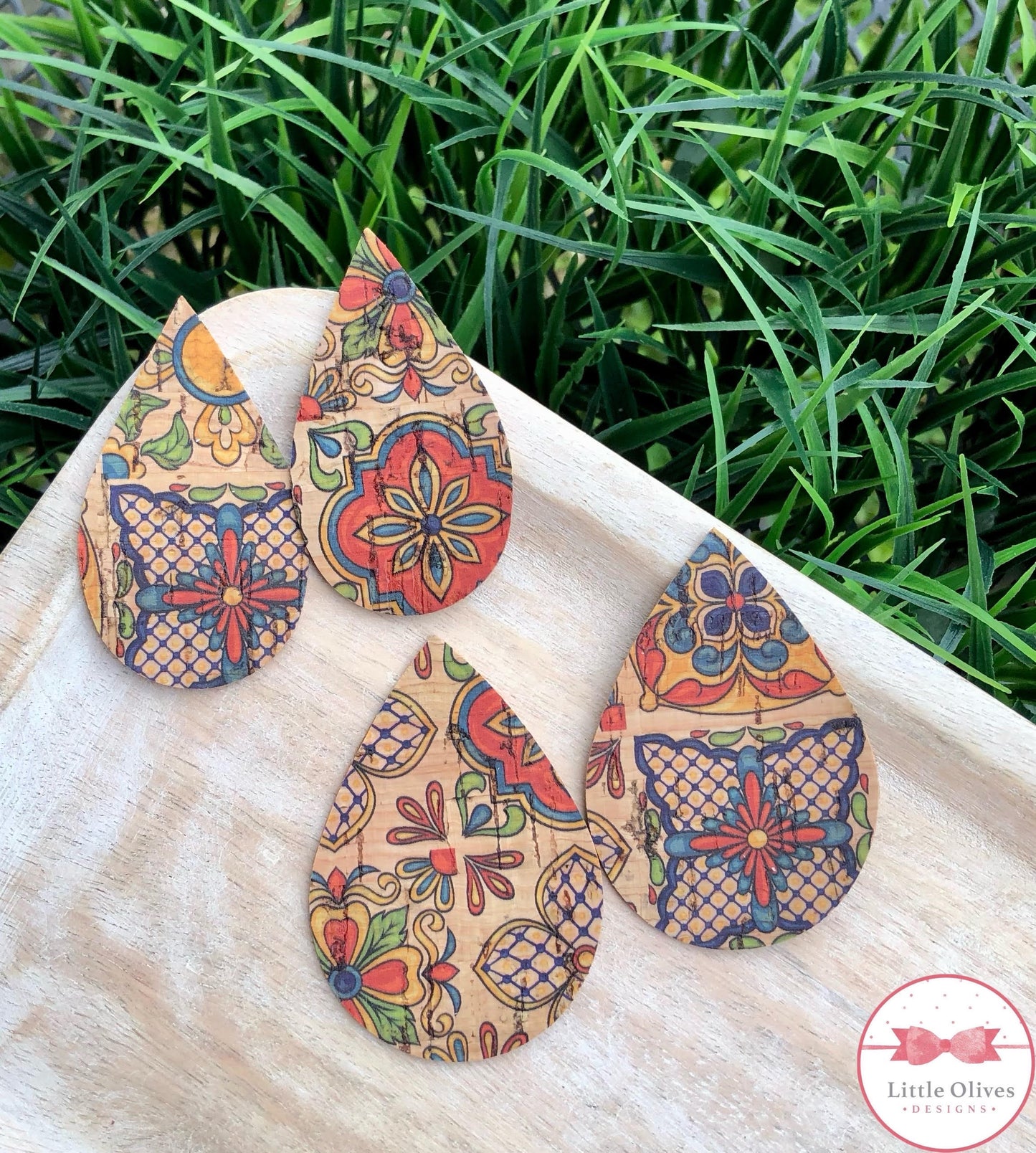 STAINED GLASS CORK EARRINGS