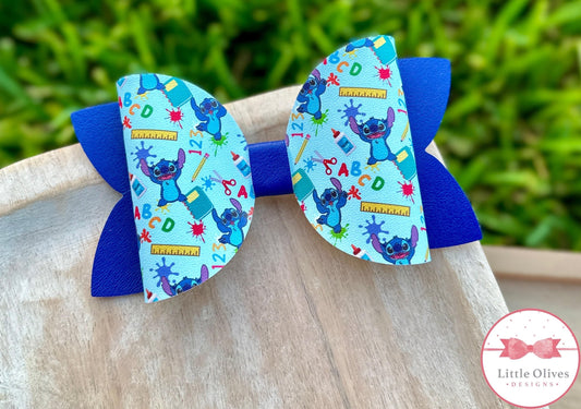 STITCH GOES TO SCHOOL BOW