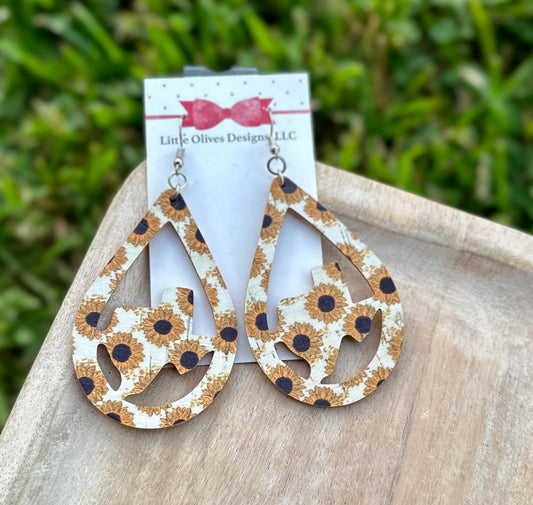SUNFLOWER TEXAS TEARDROP EARRINGS