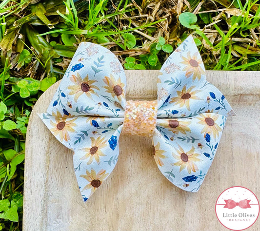 SUNFLOWERS & BLUEBONNETS LARKIN BOW