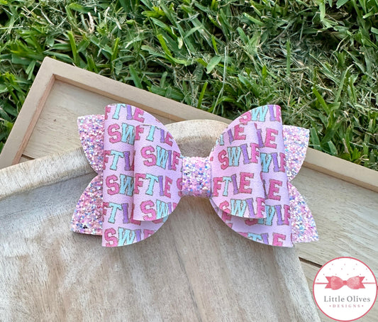 SWIFTIE CHENILLE LETTERS BOW