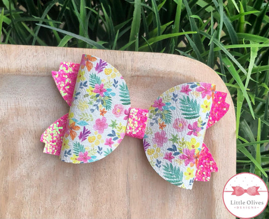 TROPICAL FLORAL BOW