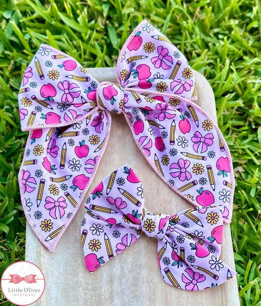 APPLES PENCILS & BOWS SMALL OR LARGE SOPHIE BOW