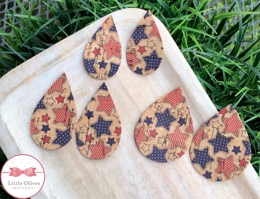 USA STARS CORK EARRINGS