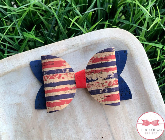 USA STRIPES CORK BOW