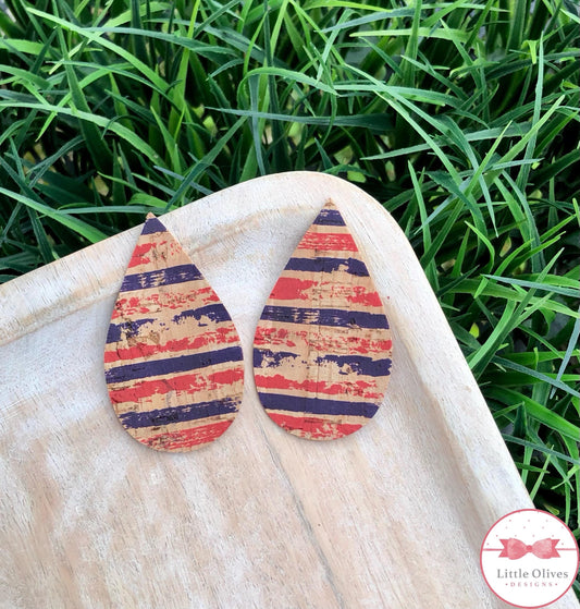 USA STRIPES CORK EARRINGS