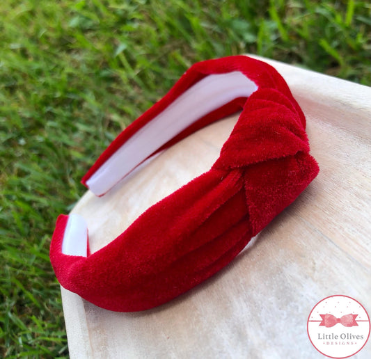 Red velvet knotted headband