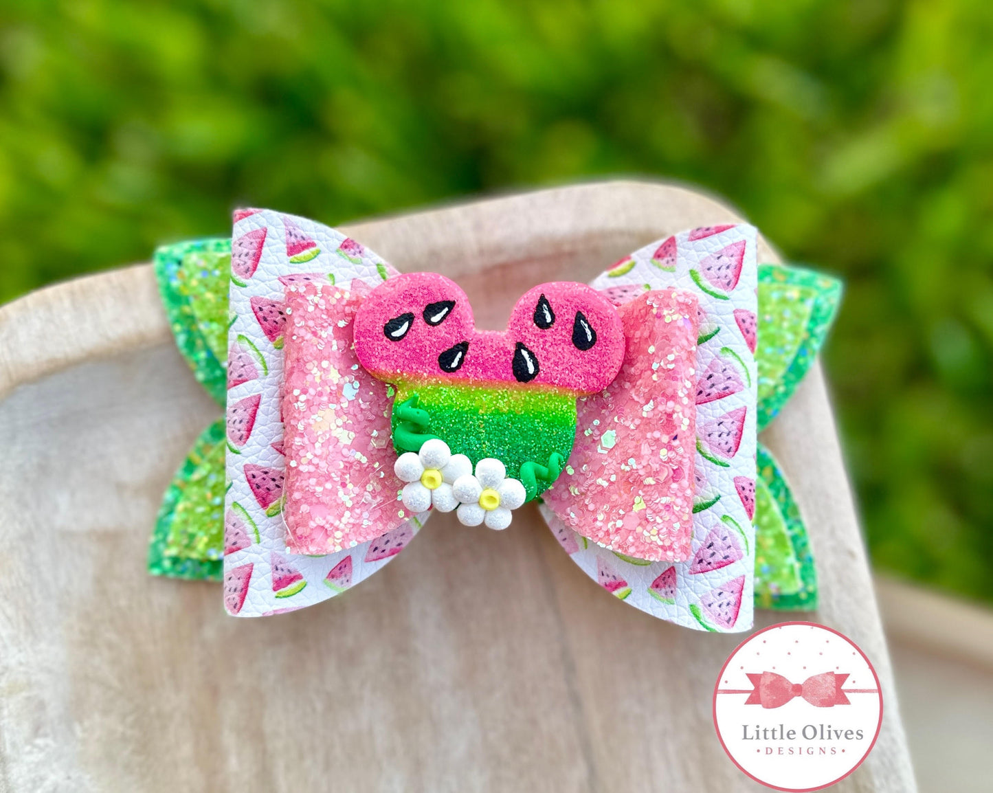 WATERMELON MOUSE CLAY BOW