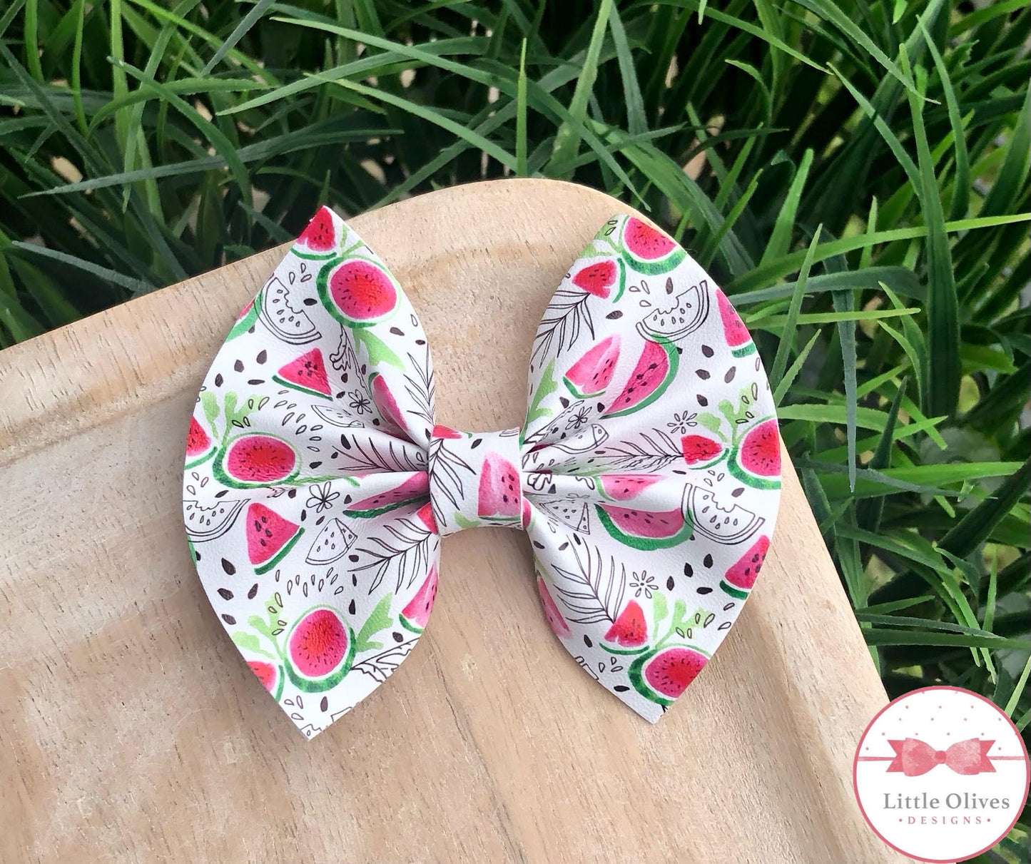 WATERMELON MINI PINCH BOW - WHITE