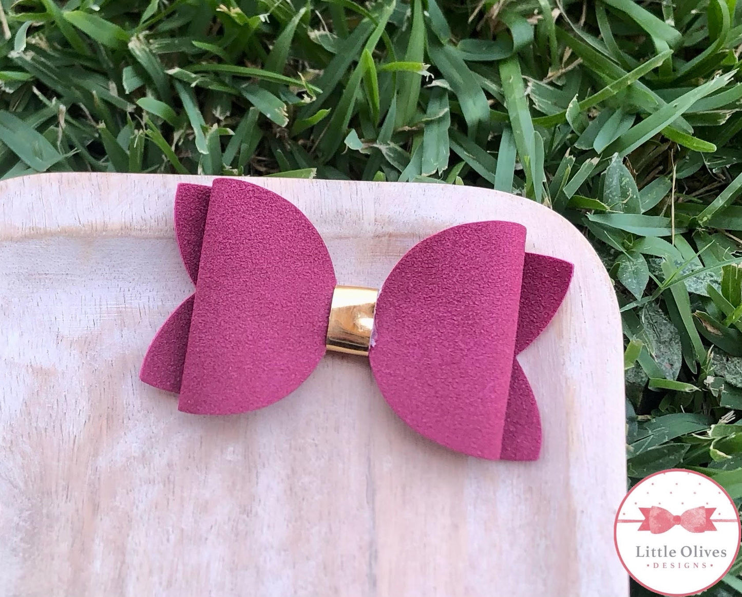 BURGUNDY SUEDE BOW