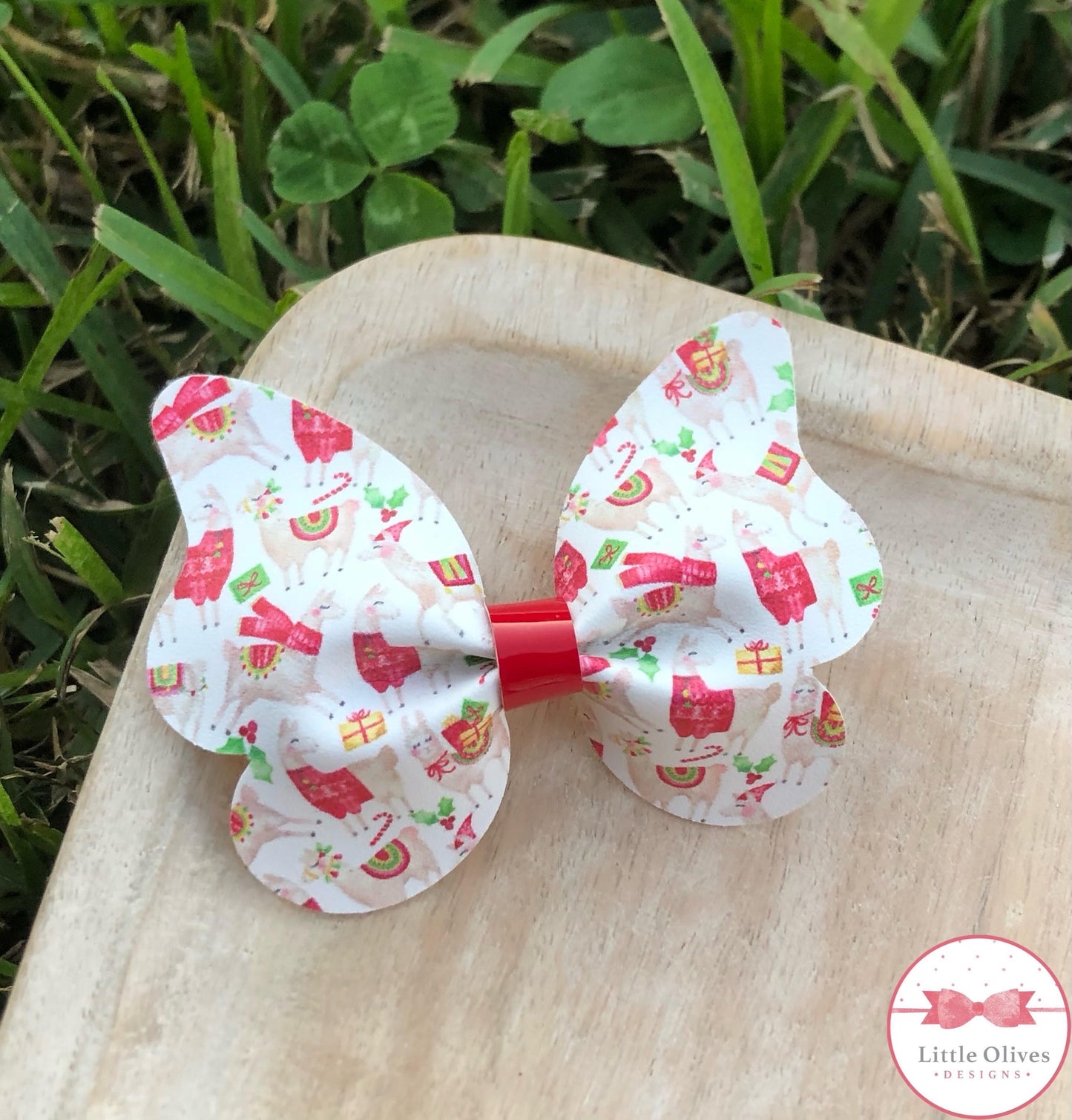 Christmas llama butterfly bow