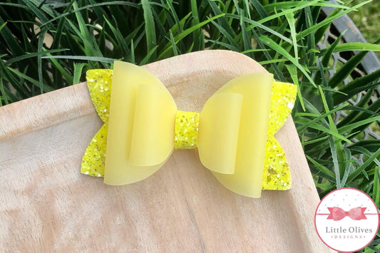 NEON YELLOW JELLY & GLITTER BOW