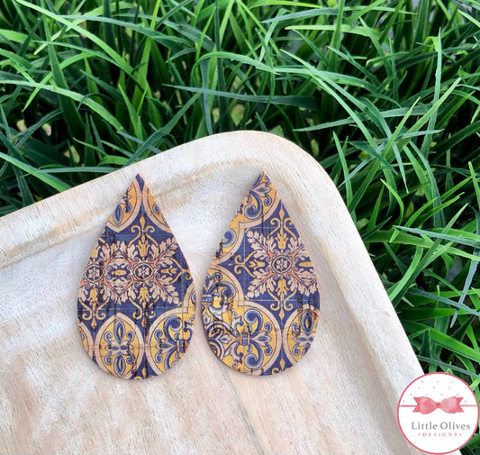 YELLOW & BLUE TILE EARRINGS