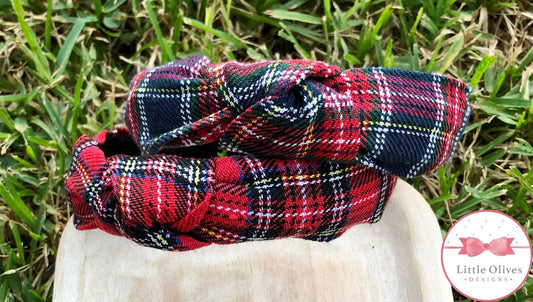 HOLIDAY TARTAN KNOTTED HEADBAND