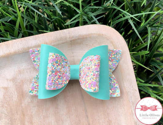 MINT AND GLITTER BOW