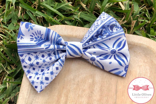 BLUE TILE COTTON BOW