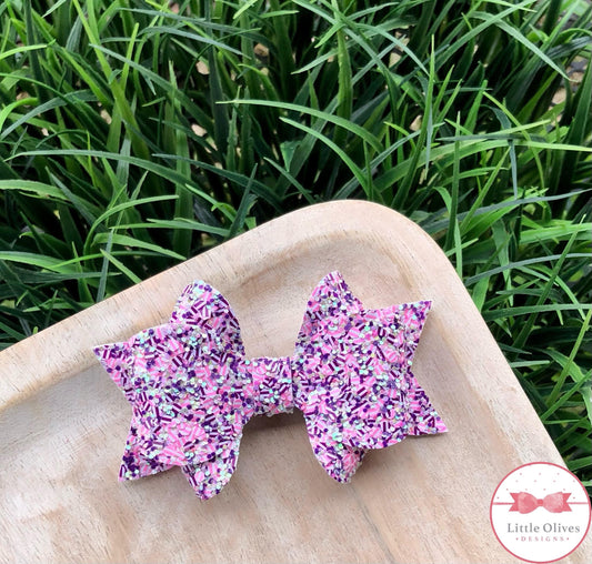 PINK AND PURPLE GLITTER BOW