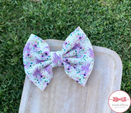 PURPLE CASTLE SCRUNCHIE OR BOW