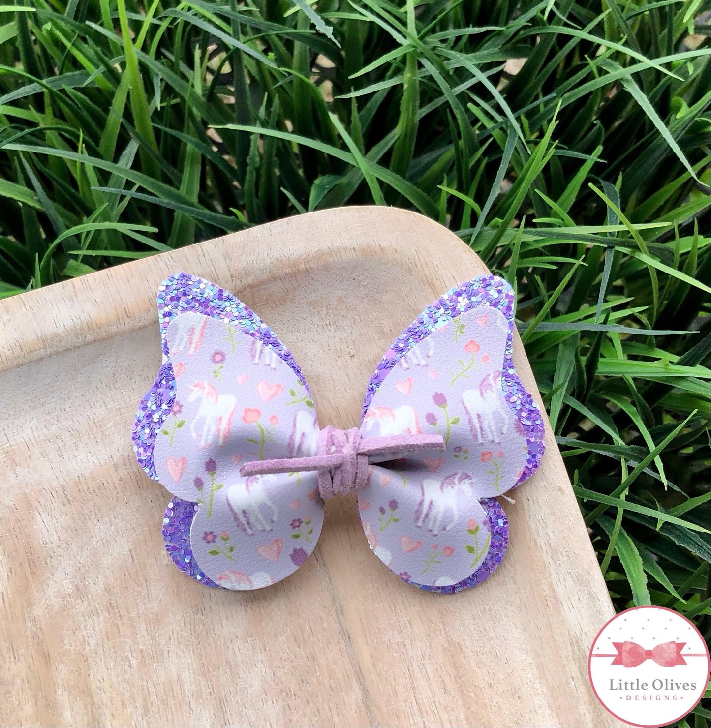 PURPLE UNICORN BUTTERFLY BOW