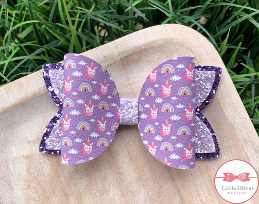 PURPLE UNICORNS BOW