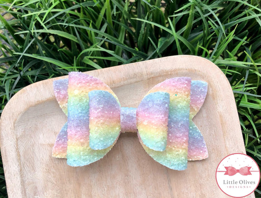 SUGAR GLITTER - RAINBOW OMBRE BOW