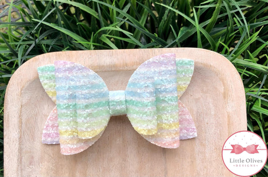 SUGAR GLITTER - RAINBOW STRIPE BOW