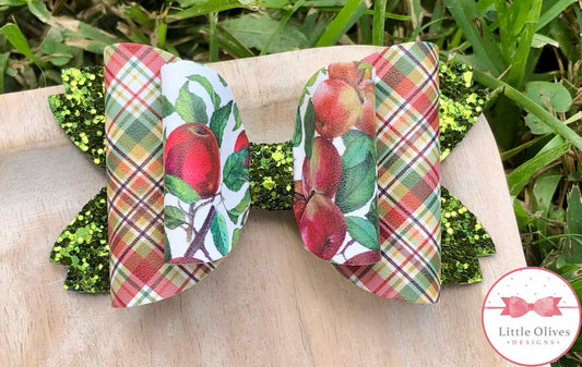 APPLE PICKING PLAID BOW