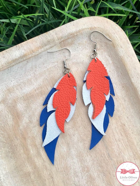 ASTROS THEMED FEATHER EARRINGS - BLUE