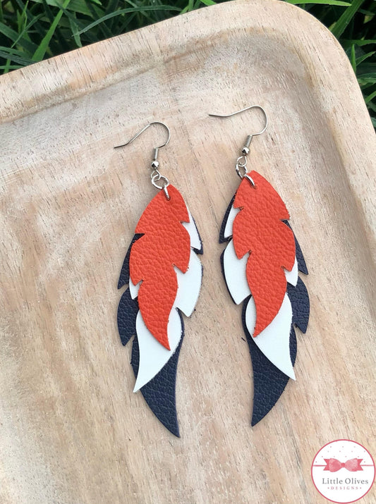 ASTROS THEMED FEATHER EARRINGS - NAVY