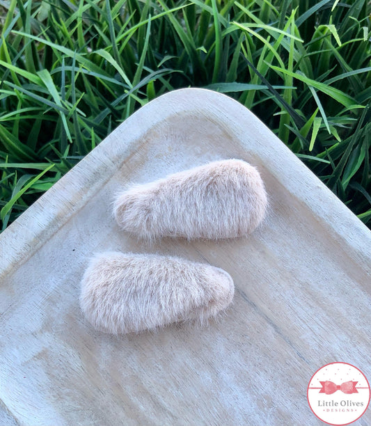 PLUSH SNAP CLIP SET - BEIGE