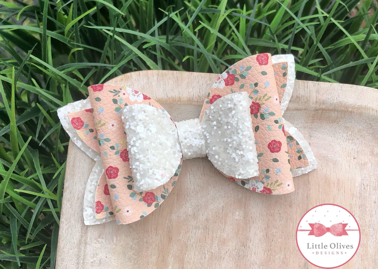 BEIGE FLORAL BOW