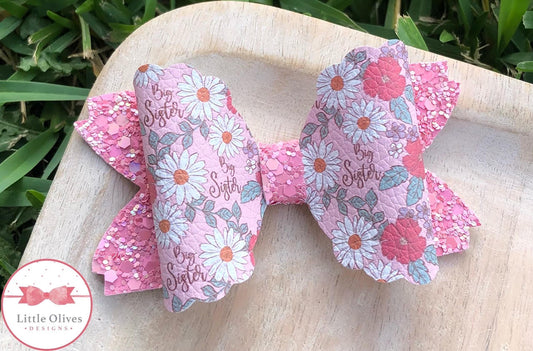 BIG SISTER BOW - PINK FLOWERS