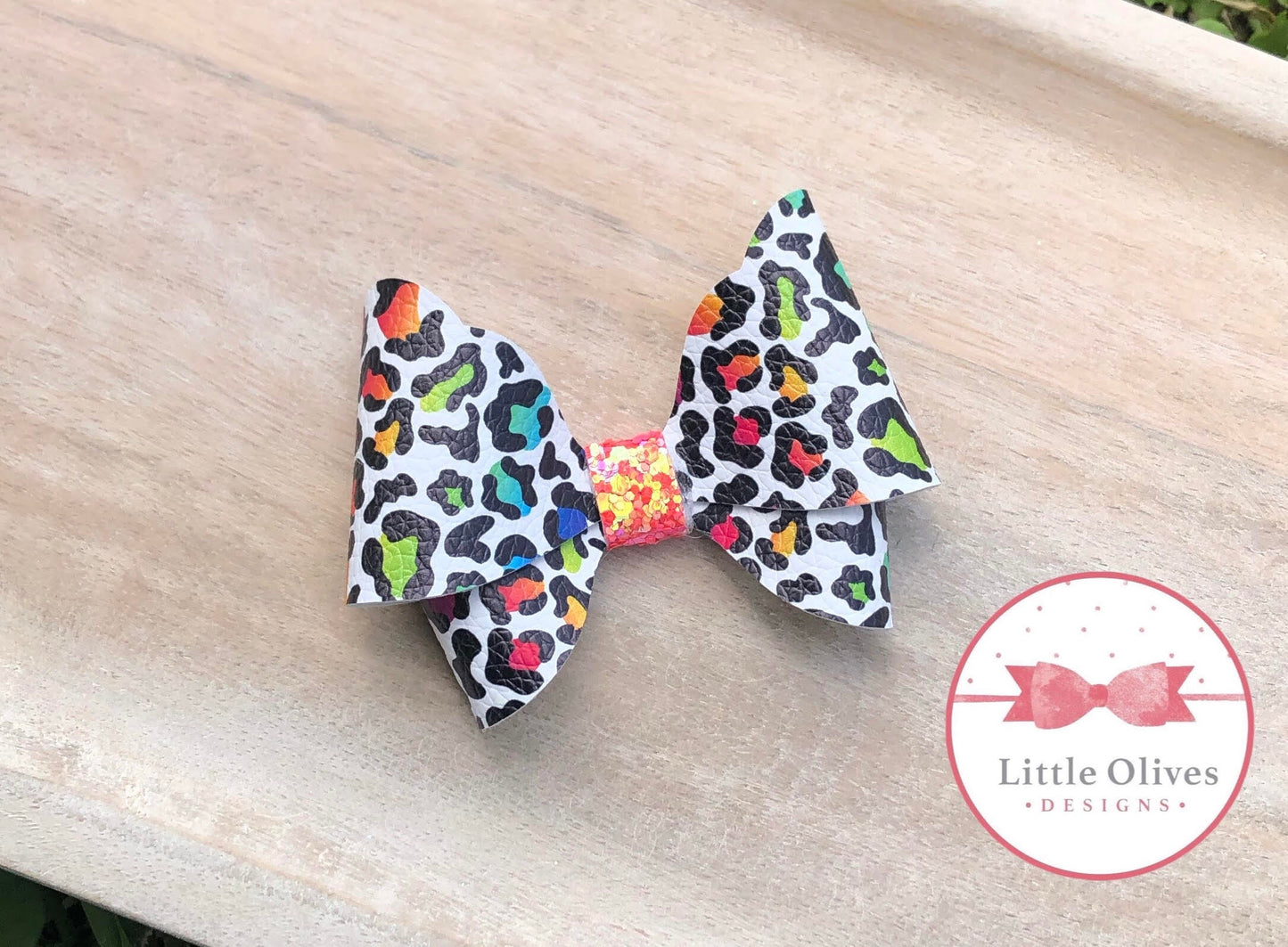 NEON LEOPARD ABBY BOW