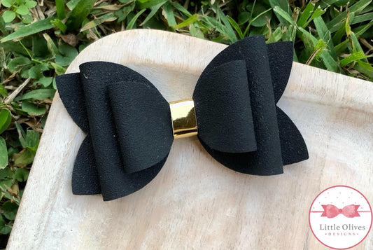 BLACK SUEDE BOW