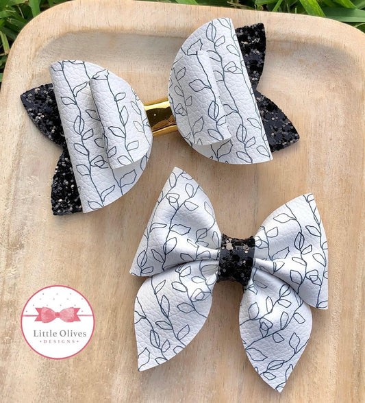 BLACK & WHITE VINES BOW