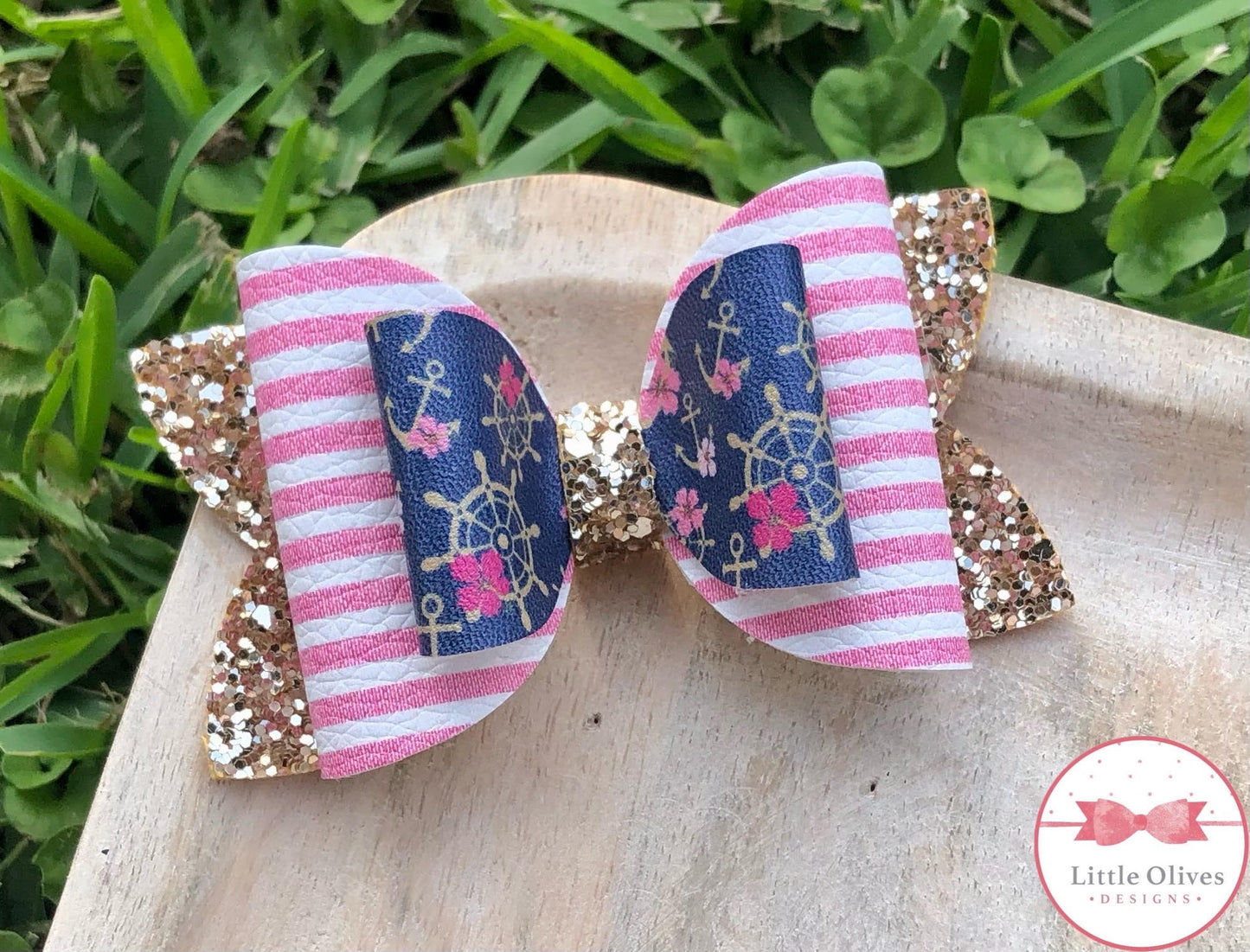 GOLD ANCHORS - BLUE BOW