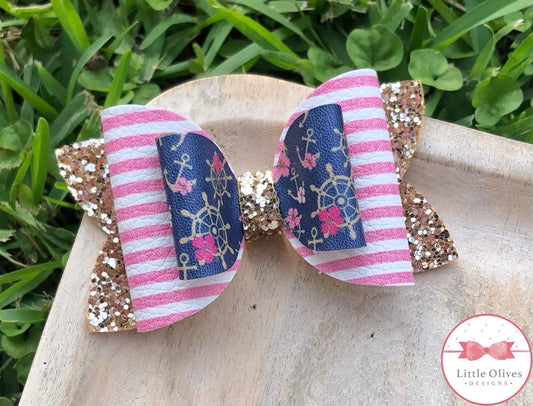 GOLD ANCHORS - BLUE BOW