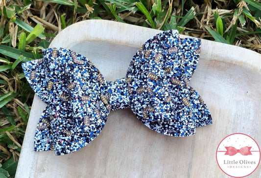 FOOTBALL GLITTER BOW