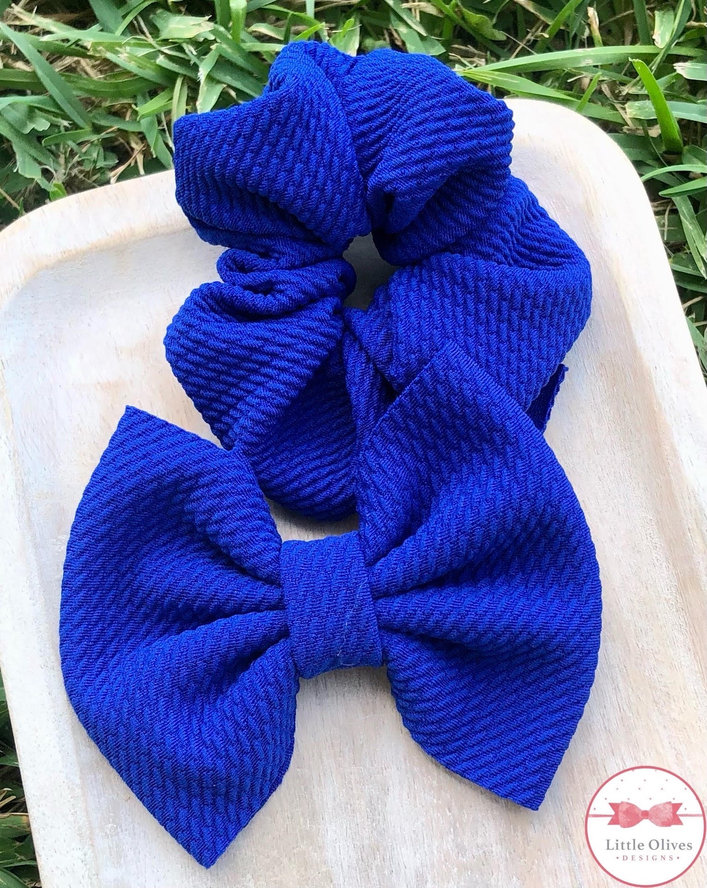 BLUE SCRUNCHIE OR BOW - BARBERS HILL BLUE