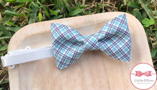 BLUE PLAID BOW TIE