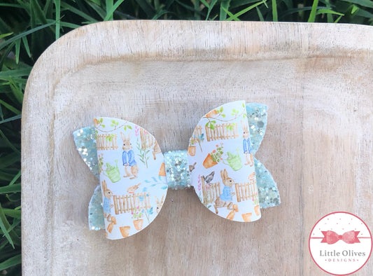 LIGHT BLUE RABBIT BOW