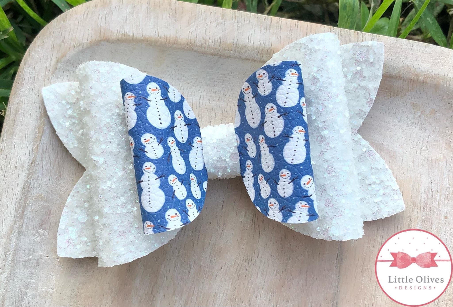 BLUE SNOWMAN BOW