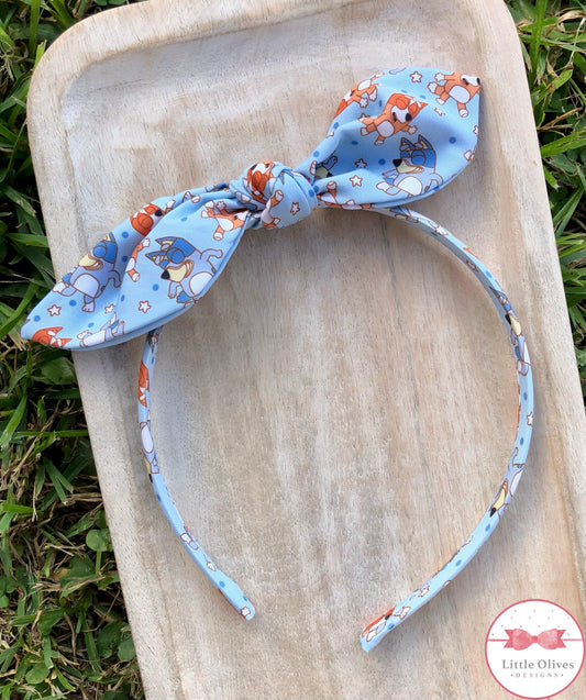 BLUE DOG FRIENDS BOW HEADBAND