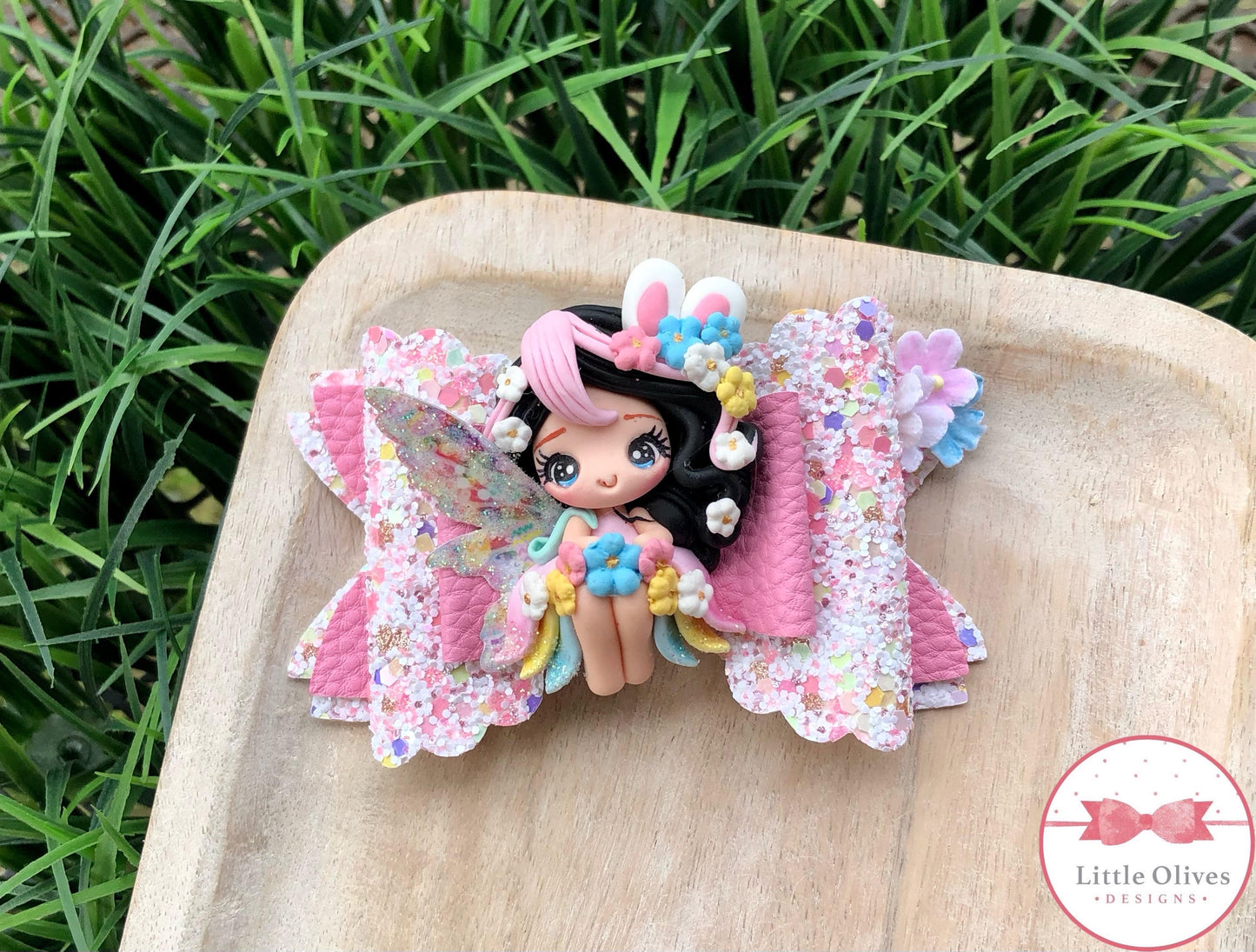 BUNNY FAIRY CLAY BOW - BLACK HAIR