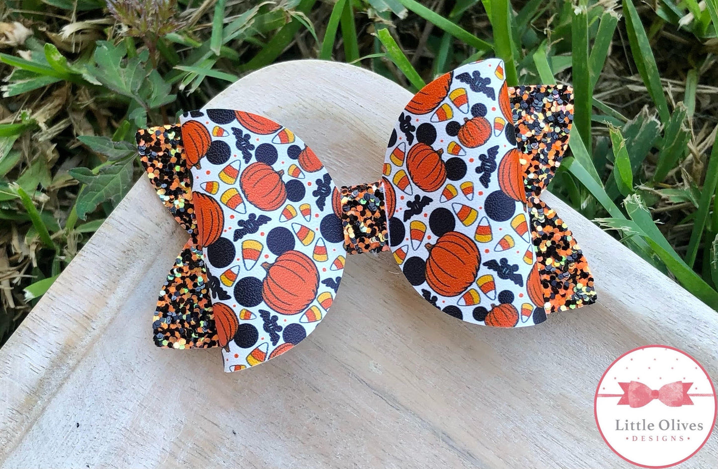 MOUSE PUMPKINS BOW