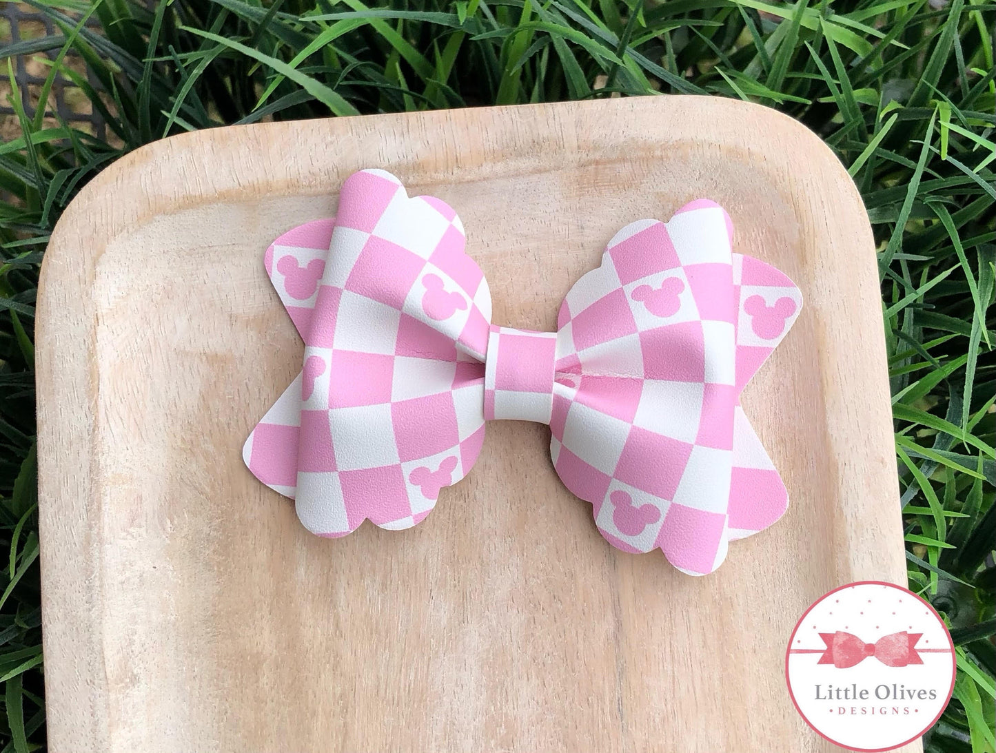 CHECKERED MOUSE MARIA BOW - PINK