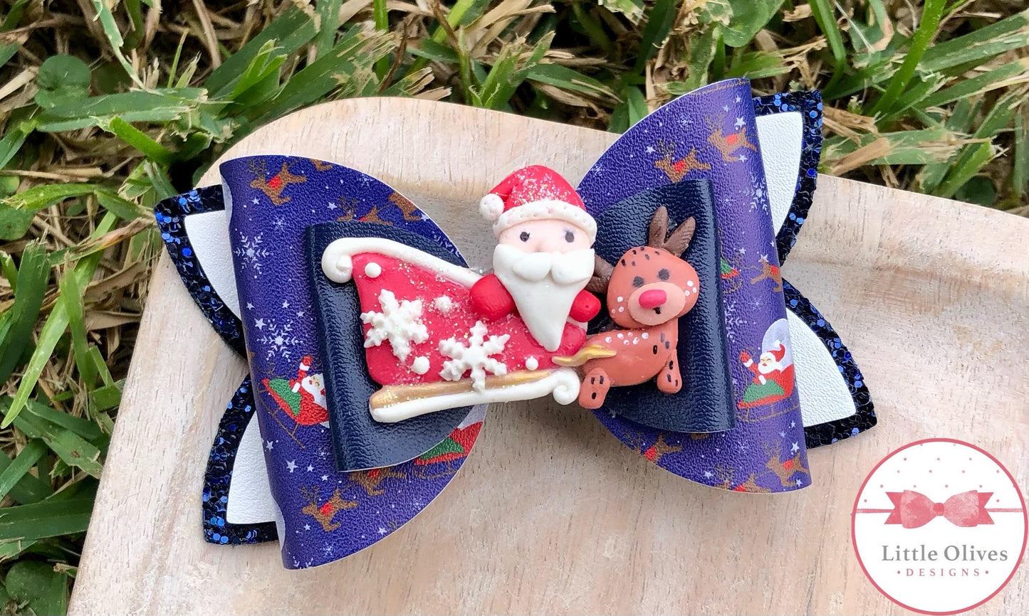 SANTA SLEIGH CLAY BOW