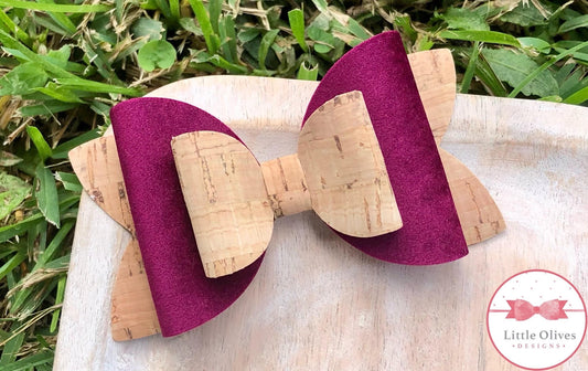 CORK & BERRY VELVET BOW
