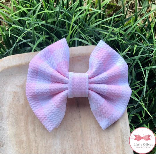 PINK PLAID FABRIC BOW