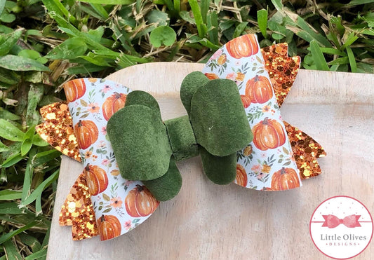 FALL FLORAL PUMPKINS BOW